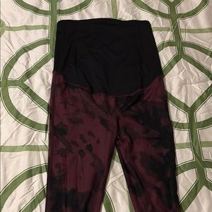 Black and Burgundy Maternity Leggings